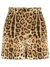 Dolce & Gabbana 'leo' Brown Cotton Shorts In Animal Print