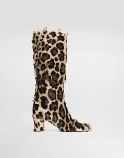 Dolce & Gabbana Leo Kid Leather Boots In Multicolor