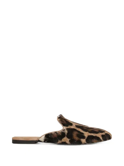 Dolce & Gabbana Leo Kid-leather Mules In Brown