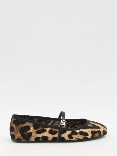 DOLCE & GABBANA DOLCE & GABBANA LEO PRINT BALLET FLATS