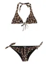 Dolce & Gabbana Leopard-print Tie Bikini In Brown