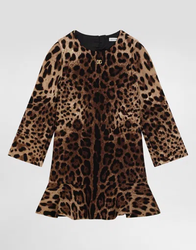 Dolce & Gabbana Leo-print Double Crêpe Dress In Brown