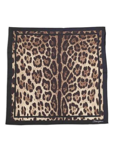Dolce & Gabbana Leo Print Foulard In Brown