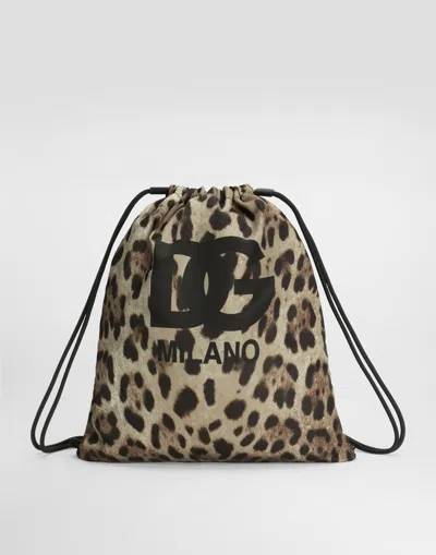 DOLCE & GABBANA LEO-PRINT NYLON BACKPACK