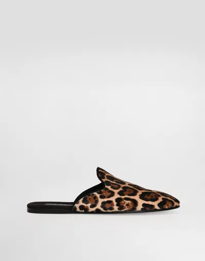 Dolce & Gabbana Leo-print Pony Slippers In Animal Print