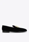 Dolce & Gabbana Dg Cotton Velvet Loafers In Black