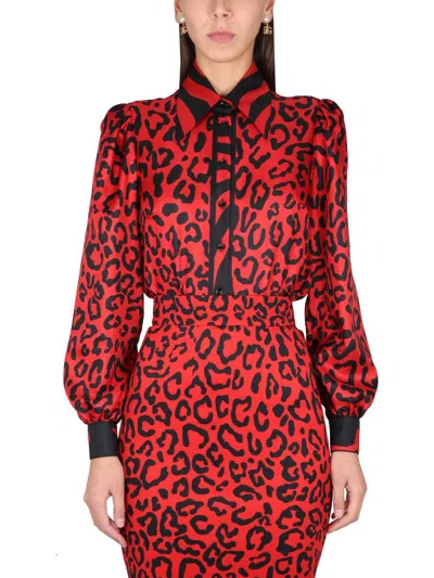 Dolce & Gabbana Leopard And Zebra Print Shirt In Red