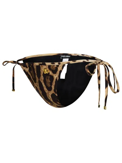 Dolce & Gabbana 'leopard' Bikini Bottom In Brown