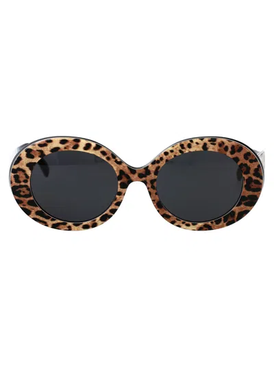 Dolce & Gabbana Leopard Black Acetate Sunglasses In Brown