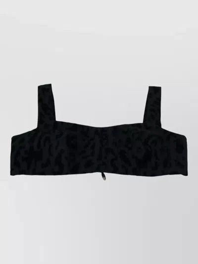 Dolce & Gabbana Leopard Bustier Bra Top Velvet Cropped In Black