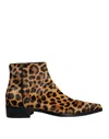Dolce & Gabbana Brown Leopard Calf Fur Ankle Boots Shoes In Brown