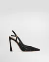 Dolce & Gabbana Leopard-design Lace Slingbacks With Fusible Rhinestones In Black