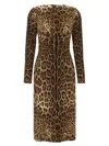 Dolce & Gabbana Leopard Print Long Sleeve Cady Midi Dress