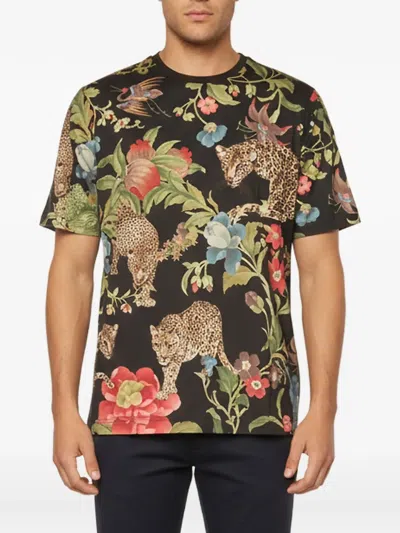 Pre-owned Dolce & Gabbana Leopard Floral-print T-shirt In Black
