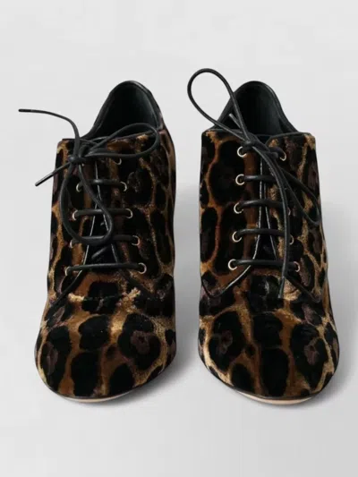 Dolce & Gabbana Leopard Hair Lace Up Ankle Boots In Brown