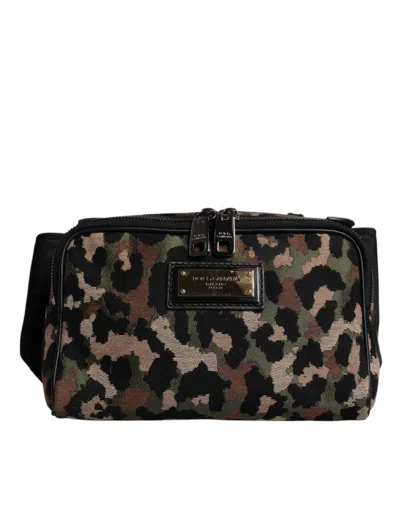 Dolce & Gabbana Leopard Jacquard Belt Bag In Multicolor