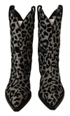 Dolce & Gabbana Leopard Jacquard Boot In Black