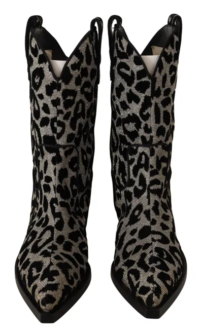 Dolce & Gabbana Leopard Jacquard Boot In Black