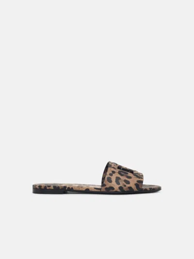 Dolce & Gabbana Leopard Leather Slippers In Animal Print