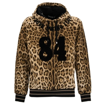 Pre-owned Dolce & Gabbana Leopard Love Swing Sweater Hoody Sweatshirt Black Brown 13441