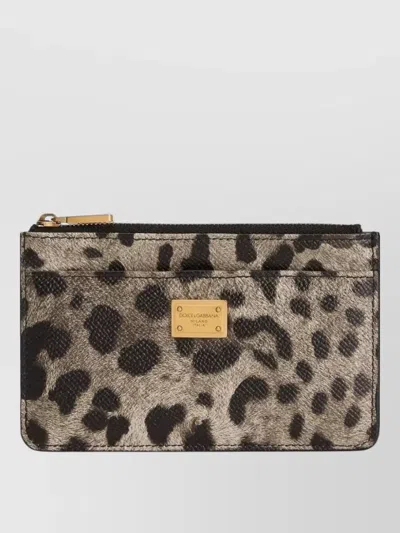 Dolce & Gabbana Leopard Motif Dauphine Leather Card Case