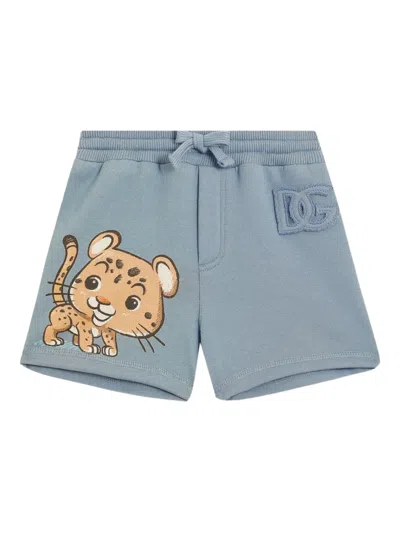 Dolce & Gabbana Babies' Leopard-motif Shorts In Blue