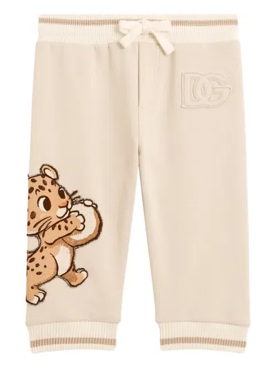 Dolce & Gabbana Babies' Leopard-motif Track Pants In Neutral