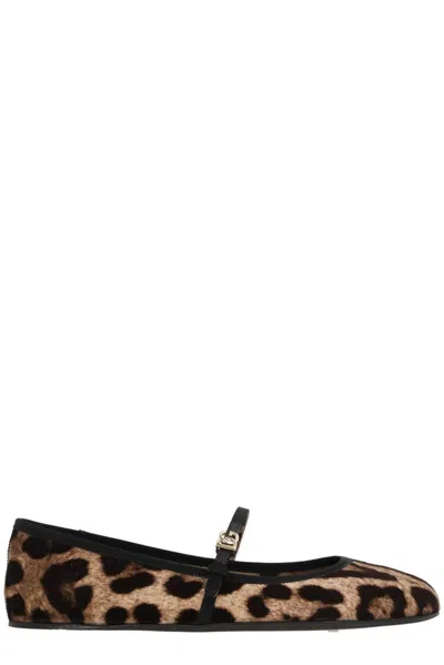 Dolce & Gabbana Multicolor Ballerinas In Cotton And Viscose With Leopard Print Women