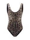 Dolce & Gabbana Leopard-print Open-back Swimsuit In Leo New