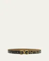Dolce & Gabbana Leopard Patent Leather Belt With Baroque Logo Buckle In Leo