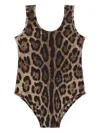 Dolce & Gabbana Leopard-pattern Swimsuit In Brown