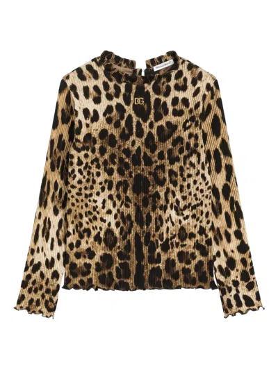 Dolce & Gabbana Kids' Leopard-pattern Top In Animal Print
