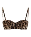 Dolce & Gabbana Leopard-print Satin Balconette Bra With Lace In Brown
