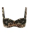 Dolce & Gabbana Leopard-print Stretch Silk Balconette Bra In Black