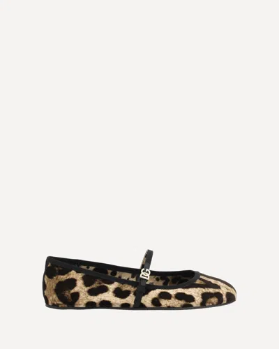 Dolce & Gabbana Printed Velvet Ballet Flats In Multicolor