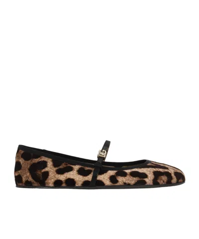 DOLCE & GABBANA DOLCE  GABBANA LEOPARD-PRINTED BALLERINA FLATS