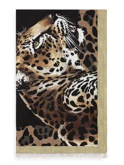 Dolce & Gabbana Leopard-print Beach Towel In Black