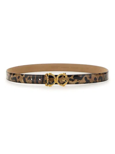 Dolce & Gabbana Leopard Print Belt In Multicolour