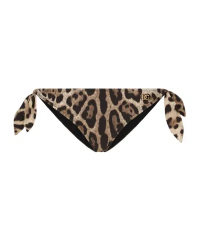 DOLCE & GABBANA DOLCE  GABBANA LEOPARD-PRINTED TIE BIKINI BOTTOMS