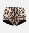 Dolce & Gabbana Leopard Print High-waisted Bikini Bottom In Brown