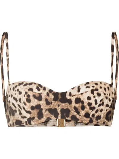 DOLCE & GABBANA LEOPARD-PRINT BIKINI TOP