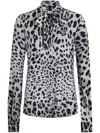 Dolce & Gabbana Animal-print Blouse In Grey