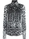 Dolce & Gabbana Leopard-print Silk Satin Shirt In Gray