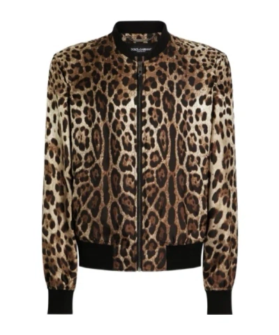 DOLCE & GABBANA LEOPARD-PRINT BOMBER JACKET