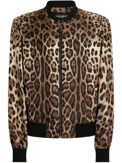 DOLCE & GABBANA LEOPARD-PRINT BOMBER JACKET