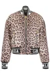 Dolce & Gabbana Leopard-print Sequined Woven Bomber Jacket In Brown