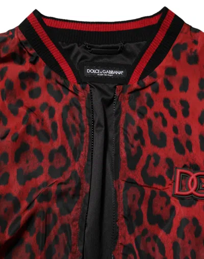 Dolce & Gabbana Leopard Print Bomber Jacket In Red