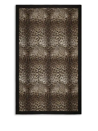 Dolce & Gabbana Leopard-print Border Trow (180cm X 180cm) In Brown