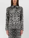 Dolce & Gabbana Leopard Print Bow Charmeuse Shirt In Multi