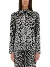 Dolce & Gabbana Leopard Print Silk Satin Shirt In Black